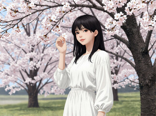girl in cherry blossom