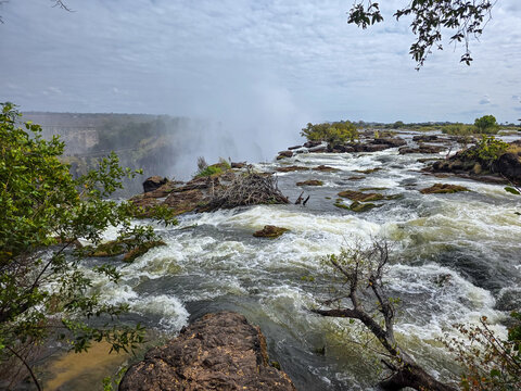 Path to Devil's pool in Zambian side of Victoria falls waterfall