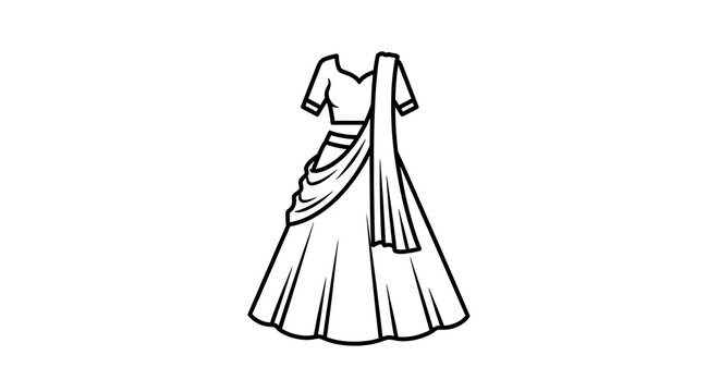 Elegant traditional Indian lehenga choli outfit illustration