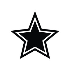 Fototapeta premium Black Five-Pointed Star Symbol with White Outline