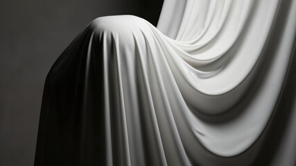 Elegant Draped Fabric Sculpture - Artistic White Textile Design with Soft Textures and Subtle Shadows