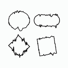 Abstract waveform frame set with circular, square, and geometric shapes, minimal sound wave border vector design