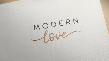 A modern love design on a white card with elegant typography and minimal style