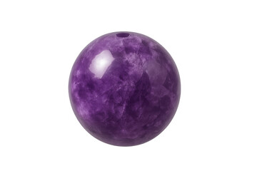 Polished amethyst gemstone bead with transparent background