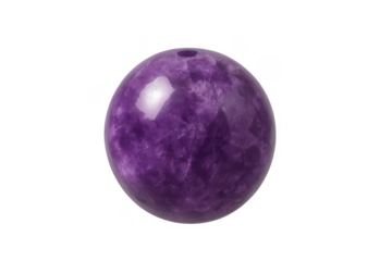 Polished amethyst gemstone bead with transparent background