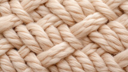 Close-Up of Beige Woven Textile with Refined Herringbone Pattern