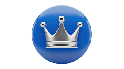 Silver Crown Icon on Blue Circle