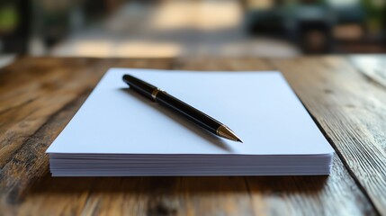 Elegant pen on blank paper for business notes