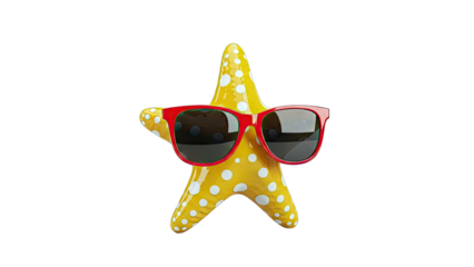 Yellow Starfish Wearing Red Sunglasses