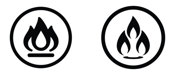 fire icons in circle isolated on transparent background, vector illustration