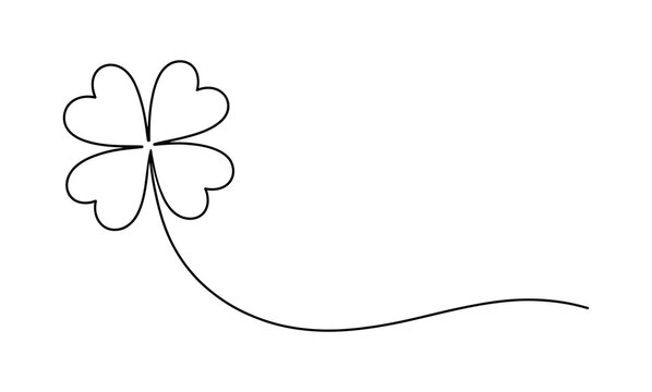 four leaf clover with long stem, vector illustration