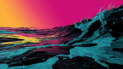 Experimental ocean design showcases vibrant colors and dynamic waves creating stunning visual experience that captivates viewer imagination