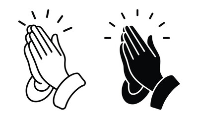 two praying hands in different styles, vector illustration