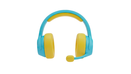 Colorful 3D Rendered Headphones with Microphone