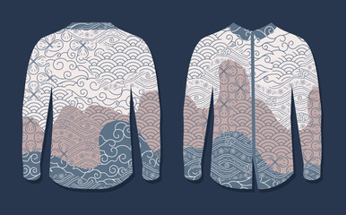 Modern batik Mockup Front and Back on Black Background