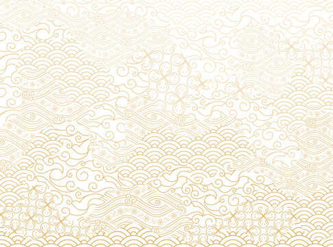 Elegant Japanese combination seamless pattern, Abstract background