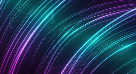 Fototapeta premium Abstract Neon Lines in Futuristic Motion with Vibrant Blue Purple Lighting on Dark Background for Digital Art