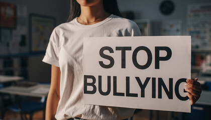 Stop Bullying Sign Promotes Courage and Kindness.