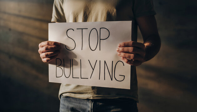 Stop Bullying Now Sign Message Against Harassment.