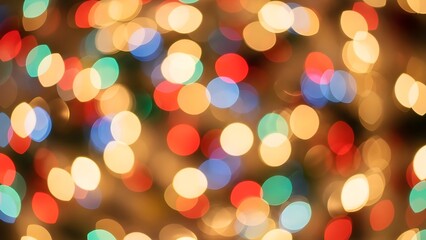 Fototapeta premium Warm festive bokeh background with soft yellow and orange blurred lights for holiday and cozy themes