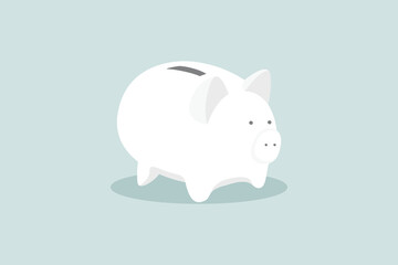 Obraz premium Finance, saving, white piggy bank vector illustration.