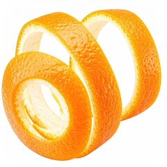 Swirling orange peel, spiral shape, bright color, isolated on white
