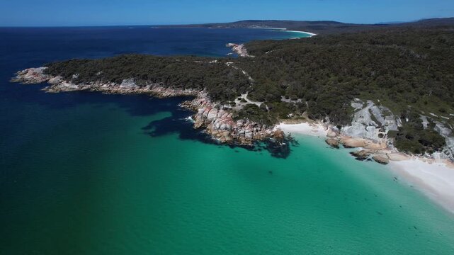 Sloop Reef, Taylors Beach, Binalong Bay, Tasmania, Australia - Aerial Drone Shot