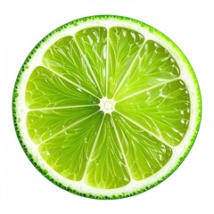 Cross-section of a vibrant green lime slice, showing the juicy interior