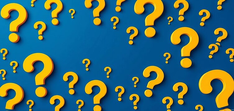 Abstract background of many question marks on dark blue,  puzzle, abstract - Powered by Adobe