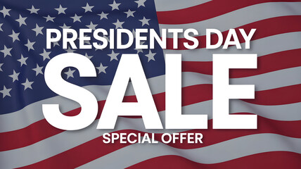 Bold Presidents Day Sale Special Offer Text Over Realistic Waving USA Flag Background