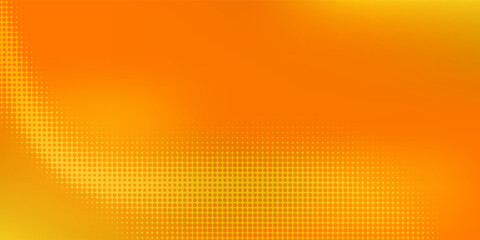Yellow halftone pattern. Retro comic gradient background. Bright orange pixelated dotted texture overlay. Cartoon pop art faded gradient pattern. Vector backdrop for poster, banner, advertisement