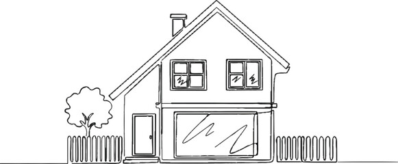 3D illustration of a real estate house icon with a red roof and blue door on a white background as a residential property building symbol for architecture and housing design