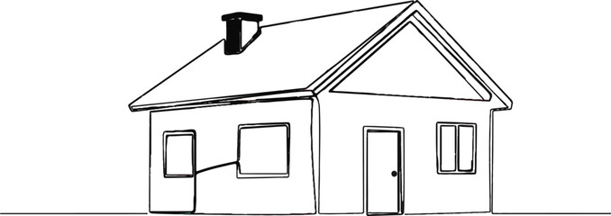 Vector illustration of a residential home icon and real estate symbol designed as a creative house structure made from matches with a roof and door