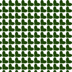 A seamless pattern of small, dark green hearts on a white background, perfect for Valentine's Day, love themes, fabric design, or digital backgrounds.