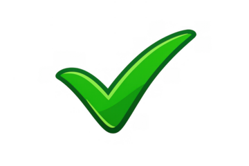 Green check mark icon symbolizing approval, success, completion, and validation for status and quality control