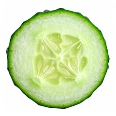 Close-up of a single cucumber slice, showing the cross-section
