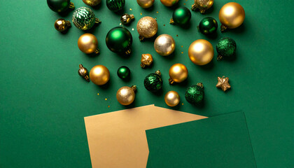 Minimal Green Background with Golden Ornaments