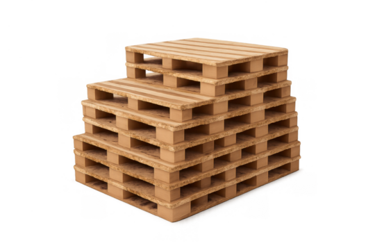 Wooden pallets stacked on transparent background presenting global cargo logistics and supply chain concept - Powered by Adobe
