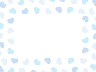 シンプルで可愛いハート柄のフレーム素材 ブルー