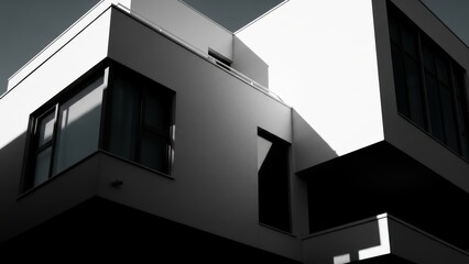 Low Angle Geometric Architecture In Black And White