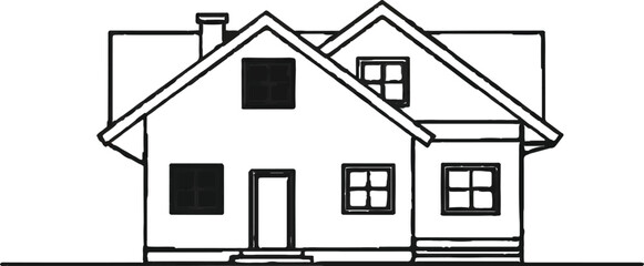 Vector illustration of a residential house building with a 3d exterior architecture design featuring a real estate property roof and window icon for business construction and home cottage sale