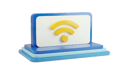 3D Wifi Symbol on Blue and White Podium