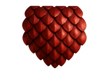 Red dragon scales texture pattern on transparent background