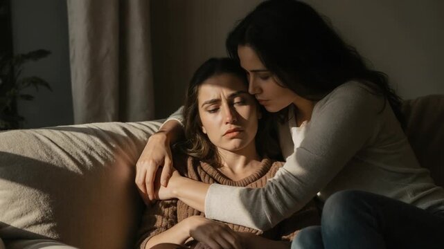Emotional Support Between Two Female Friends During Difficult Moment