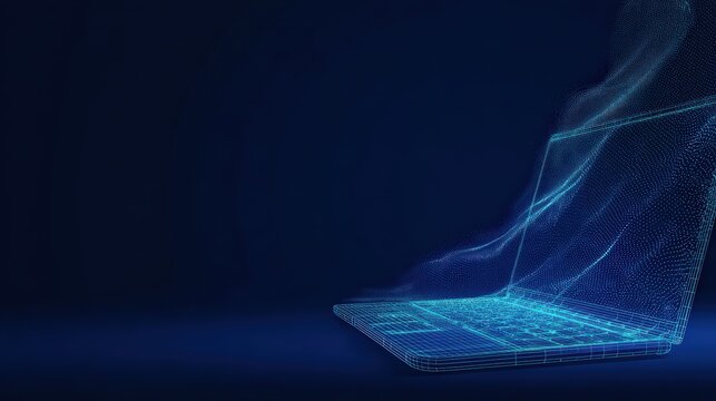 A futuristic digital laptop. A representation of the digital era and the power of technology.  ..Created with Generative AI, not depicting real subjects. - Powered by Adobe