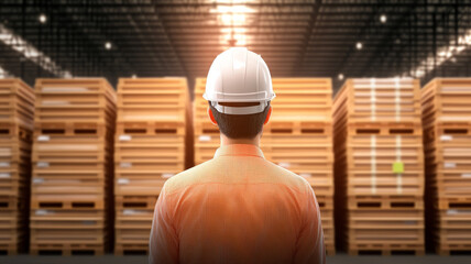 Warehouse manager inventory inspection hardhat safety logistics storage