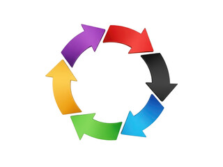 Colorful arrows forming a circular pattern isolated on transparent background