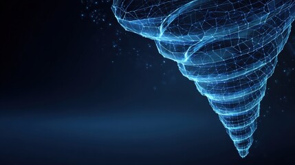 A mesmerizing depiction of abstract digital data forming a vibrant, luminous vortex, against a deep blue background. ..Created with Generative AI, not depicting real subjects.