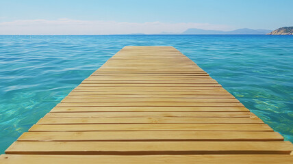 Wooden pier turquoise water clear sky tranquil summer nature outdoor scenic