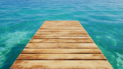 Wooden pier, rustic charm, clear water, blue sea, tranquil, summer, outdoor